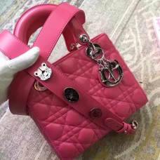 Чанта Dior My Lady Dior от розовочервена агнешка кожа