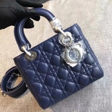 Чанта Dior My Lady Dior от сапфирена агнешка кожа