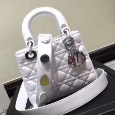 Чанта Dior My Lady Dior от бяла агнешка кожа