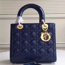 Дамска чанта Dior Medium от син лакирана кожа Дамска чанта Dior Medium от син лакирана кожа