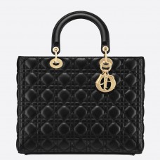 Голяма дамска чанта Dior от черна агнешка кожа Cannage Голяма дамска чанта Dior от черна агнешка кожа Cannage