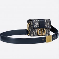 Чанта Dior 30 Montaigne Box в син наклонен плат