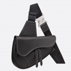 Мъжка чанта Dior Saddle Belt от черна телешка кожа със зърнеста текстура
