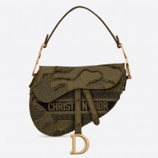 Чанта Dior Saddle в зелен камуфлажен плат