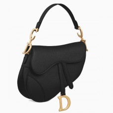 Чанта Dior Saddle от черна телешка кожа със зърнеста текстура