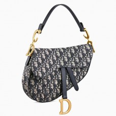 Чанта Dior Saddle от син жакардов плат Oblique
