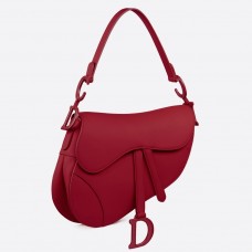 Чанта Dior Saddle от черешовочервена матова телешка кожа