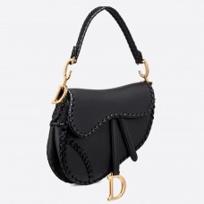 Чанта Dior Saddle от черна телешка кожа с резбовани ръбове
