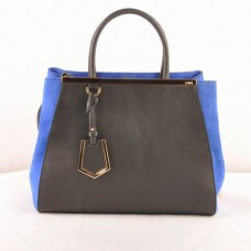 Чанта Fendi 2jours от черна Ferrari кожа със синя агнешка кожа среден размер Чанта Fendi 2jours от черна Ferrari кожа със синя агнешка кожа среден размер