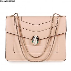 Чанта Bvlgari Serpenti GM от телешка кожа в розово