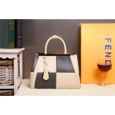 Чанта от телешка кожа Fendi 2Jours в многоцветен бежов/черен цвят F168