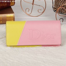 Christian Dior Многоцветен розово/жълт портфейл с капак 119