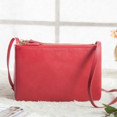 Малка чанта Celine Trio Crossbody от червена телешка кожа Малка чанта Celine Trio Crossbody от червена телешка кожа