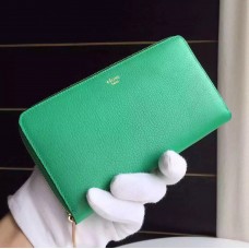 Многофункционален портфейл с цип Celine от зелена козя кожа