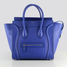 Чанта Celine Large Luggage Tote от неоново синя кожа