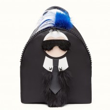 Раница Fendi с черна кожа и апликации Karlito