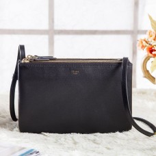 Малка чанта Celine Trio Crossbody от черна телешка кожа Малка чанта Celine Trio Crossbody от черна телешка кожа