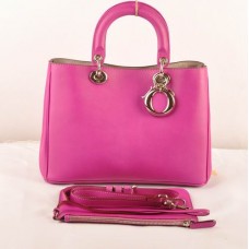 Чанта Dior Diorissimo Medium от лилава оригинална кожа (златист обков) 603